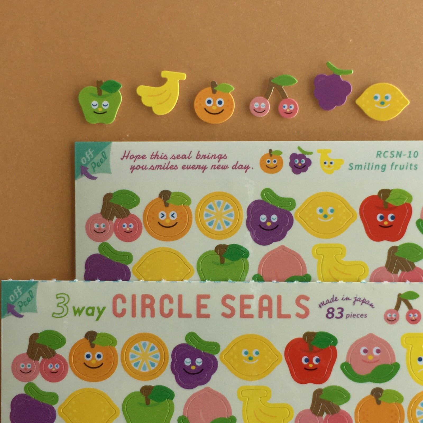 Smiling Fruit Circle Stickers