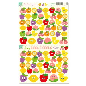 Smiling Fruit Circle Stickers