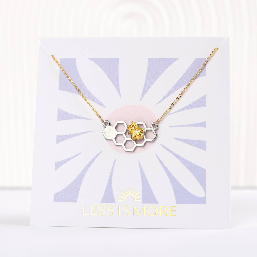 Bee on Beehive Necklace- 14k Gold Dipped