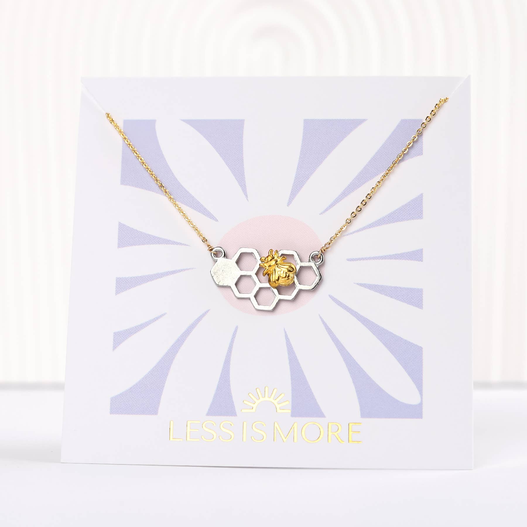 Bee on Beehive Necklace- 14k Gold Dipped