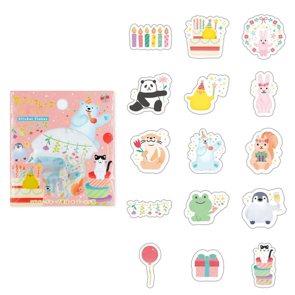 Birthday Party Cheerful Friends Sticker Flakes