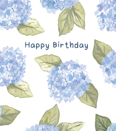 Blue Hydrangea Happy Birthday Card