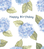Blue Hydrangea Happy Birthday Card