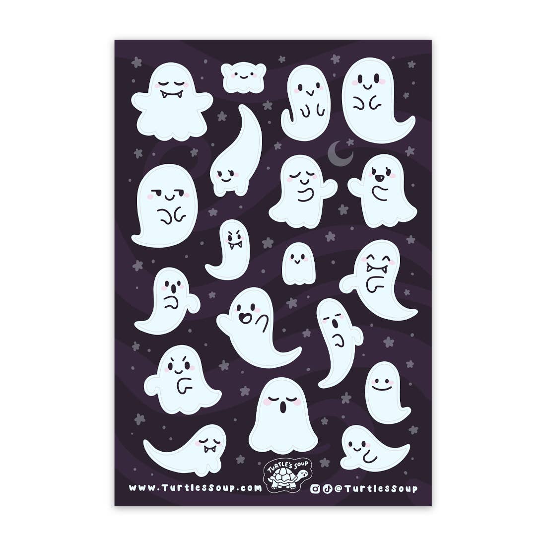 Kawaii Ghosts Sticker Sheet