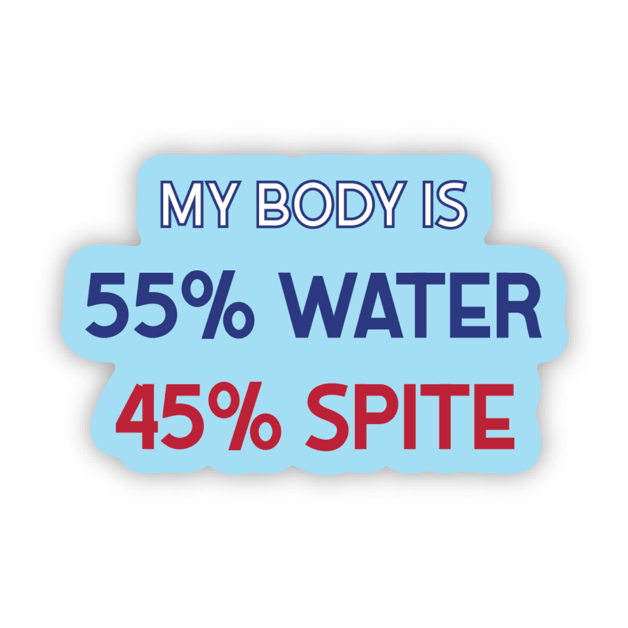 My body is 55% water / 45% spite