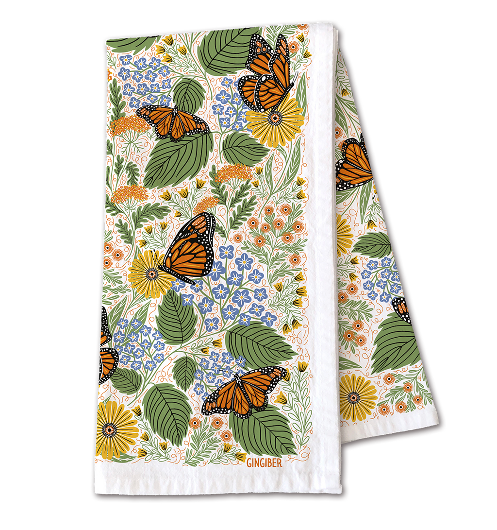 Monarch Garden Tea Towel – Butterflies, Floral