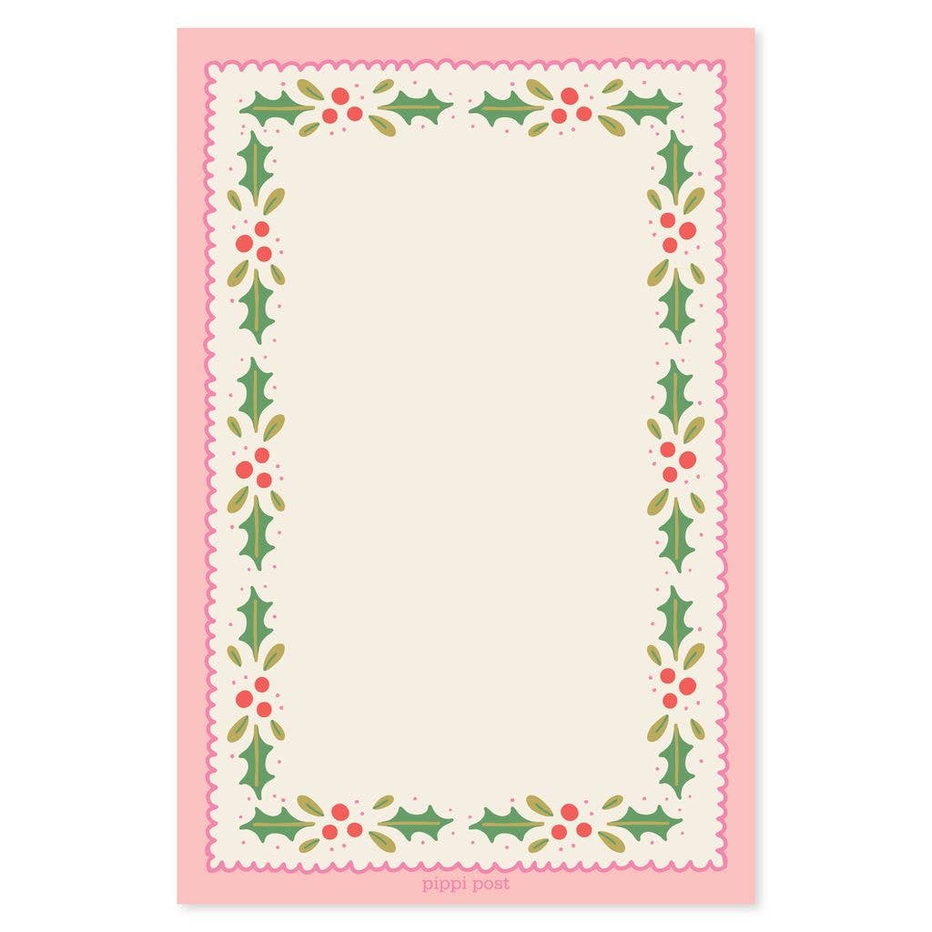 Holly Border Christmas 4x6 Notepad