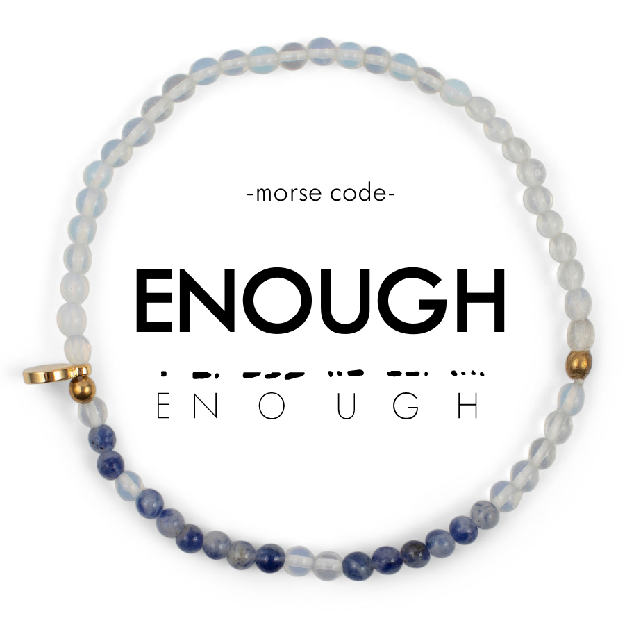 Dainty Morse Code Bracelet - Enough - Moonstone & Lapis