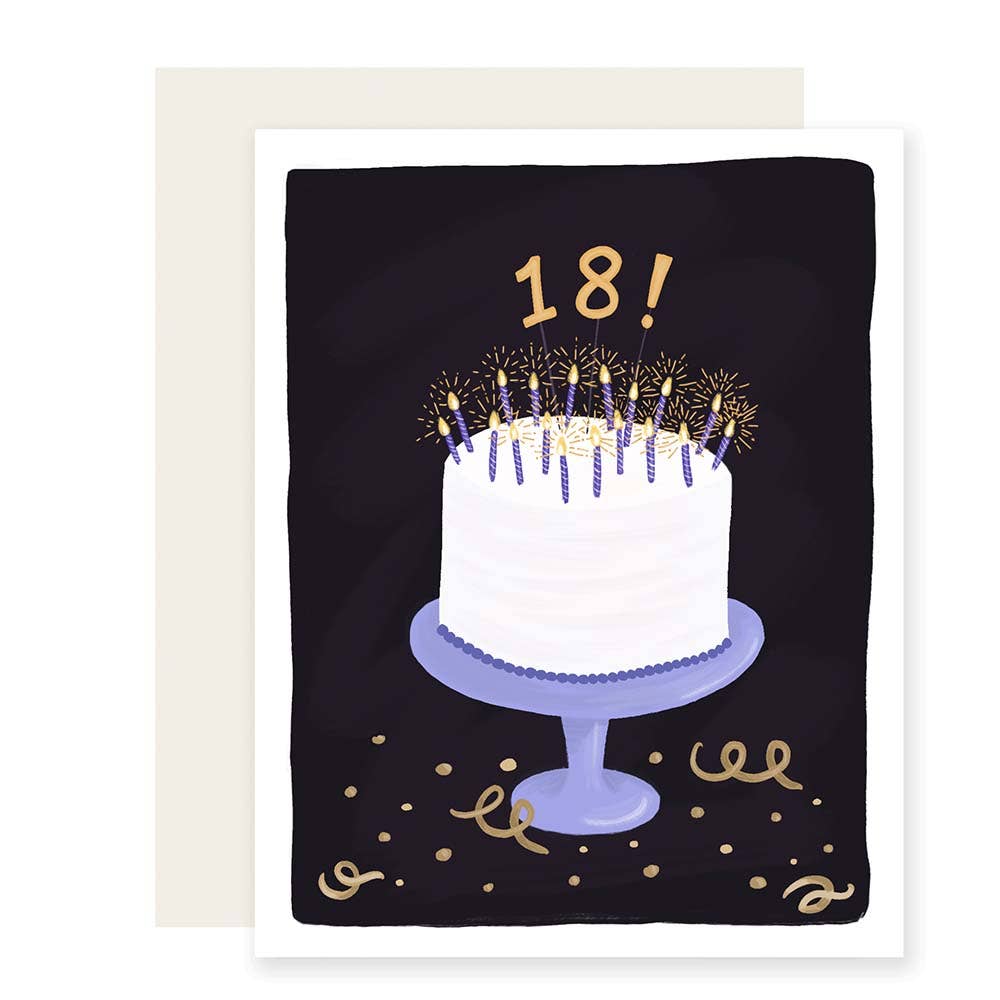 Happy 18th Birthday Cake Card