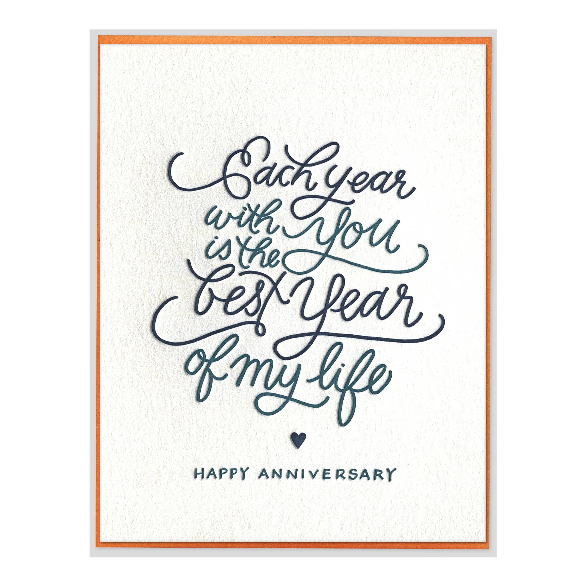 Each Year With You Letterpress Anniversary Card