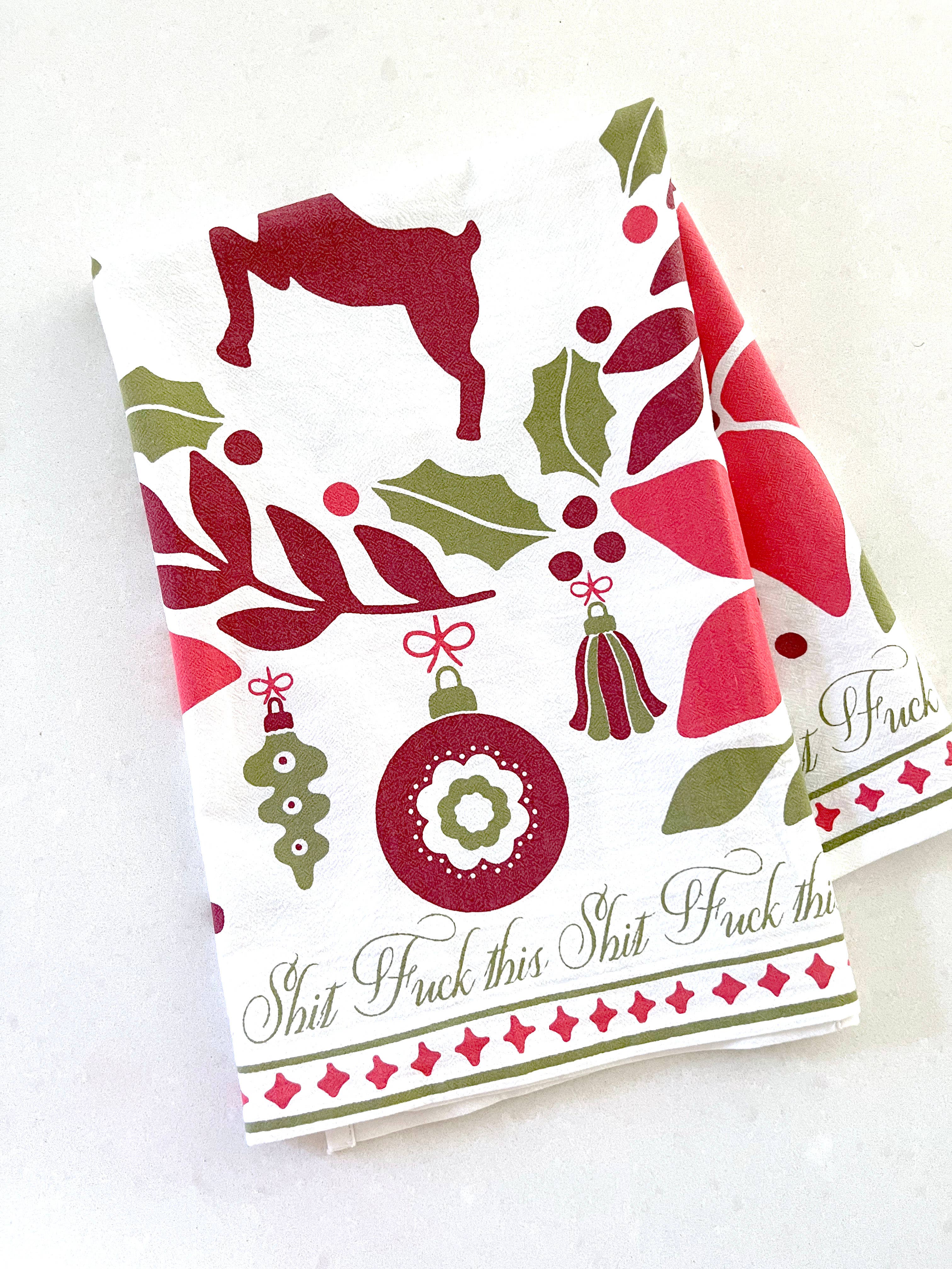 Fuck This Shit - RED/GREEN Funny Christmas Kitchen Towel