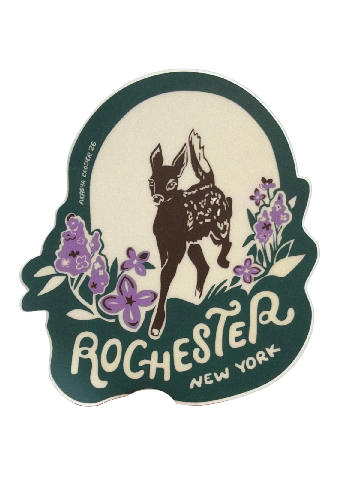 Rochester NY Lilac and Deer Sticker