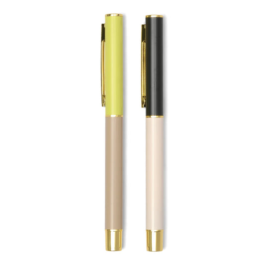 Color Block Pens Set of 2- Off White & Taupe