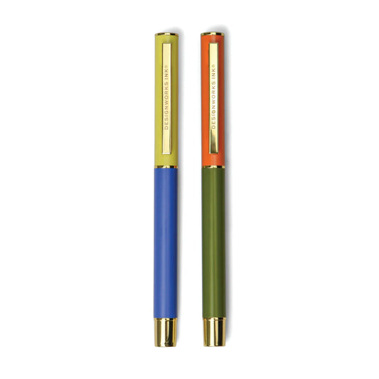 Color Block Pens Set of 2- Cobalt & Army Green