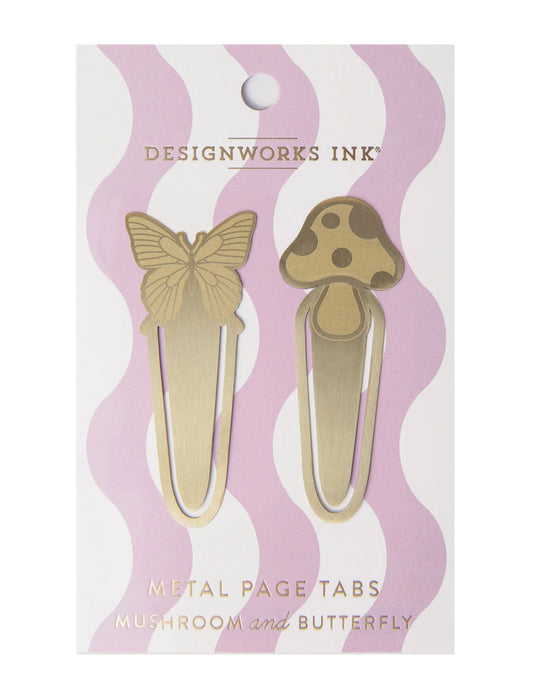 Mushroom & Butterfly Brass Page Tabs