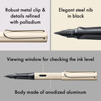 LAMY LX Fountain Pen - Premium Anodized Aluminum in Palladium with Fine Nib