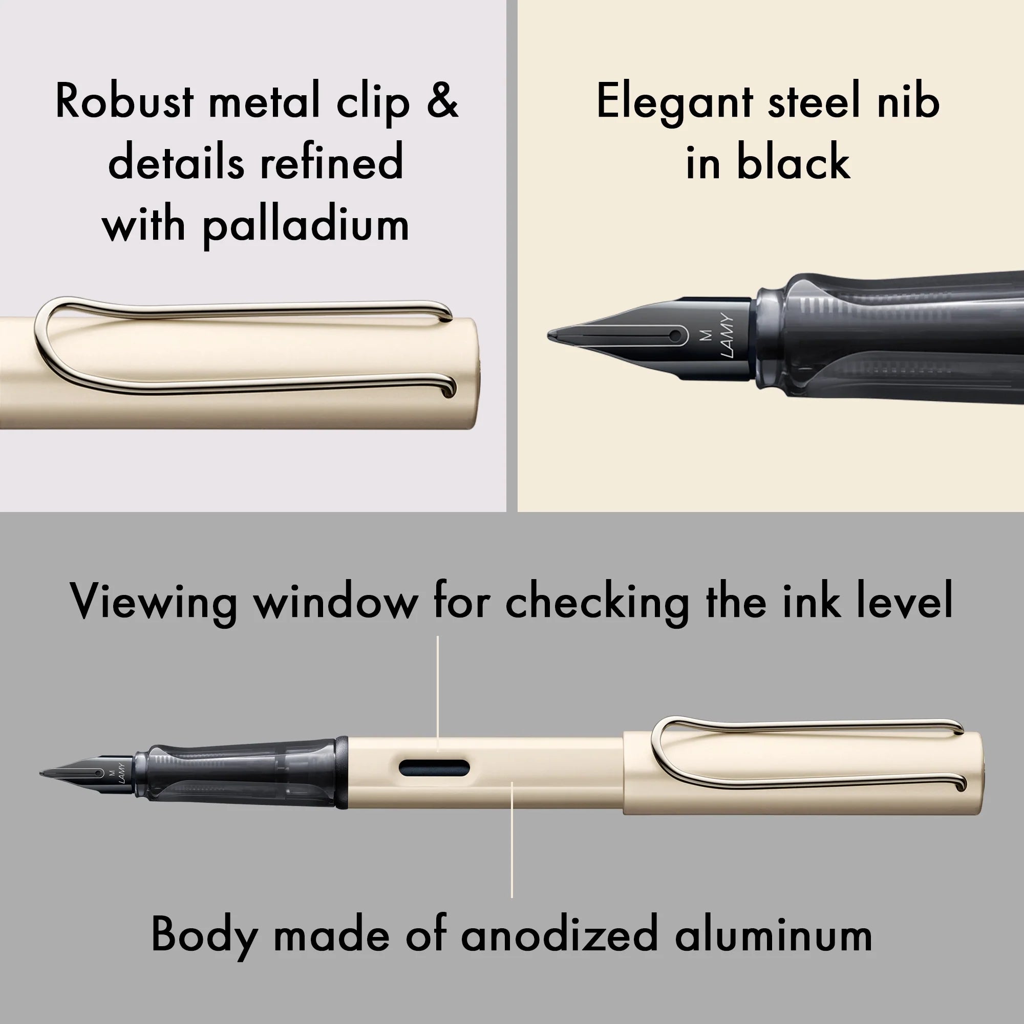 LAMY LX Fountain Pen - Premium Anodized Aluminum in Palladium with Fine Nib