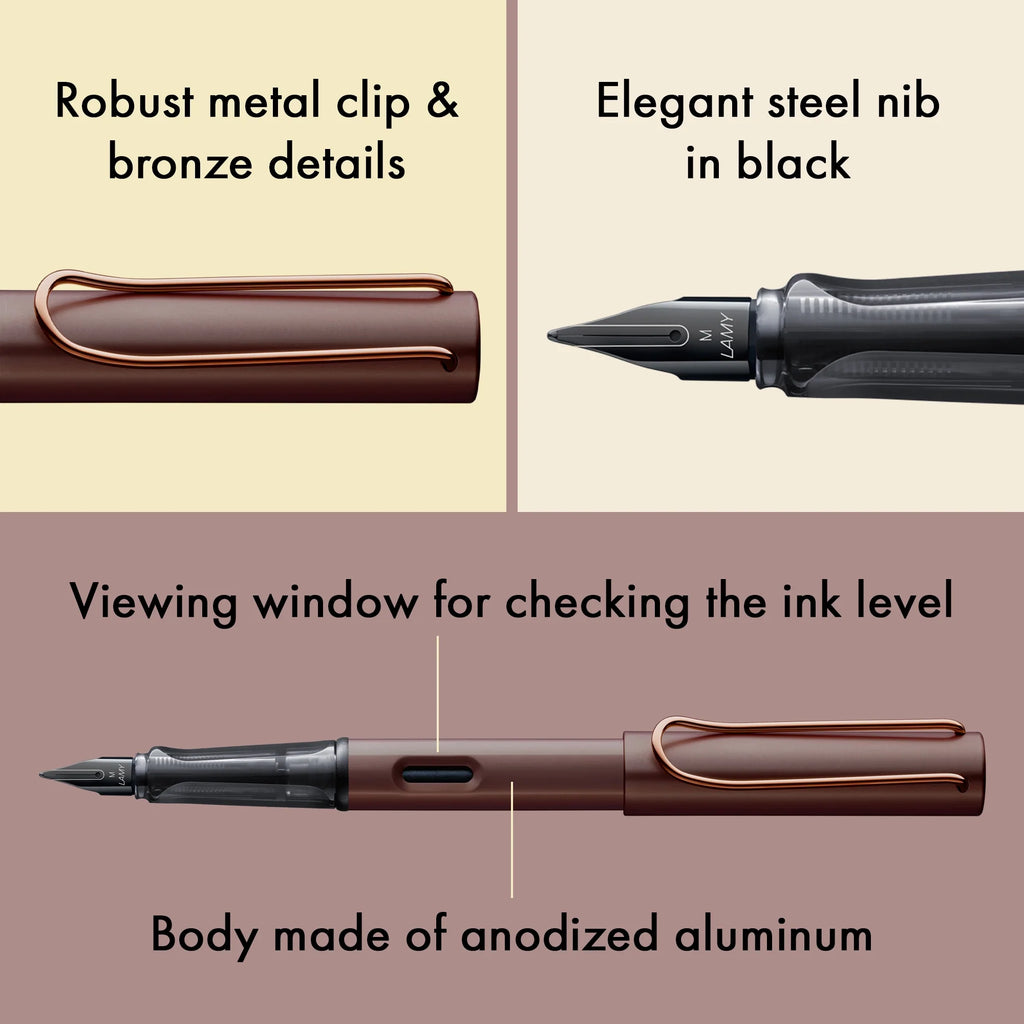 LAMY LX Fountain Pen - Premium Anodized Aluminum - Marron, Fine Nib