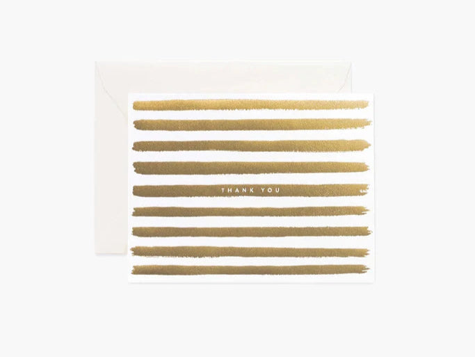 Gold Stripes Thank You Card