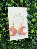Pink Crystal Crescent Moon Earrings
