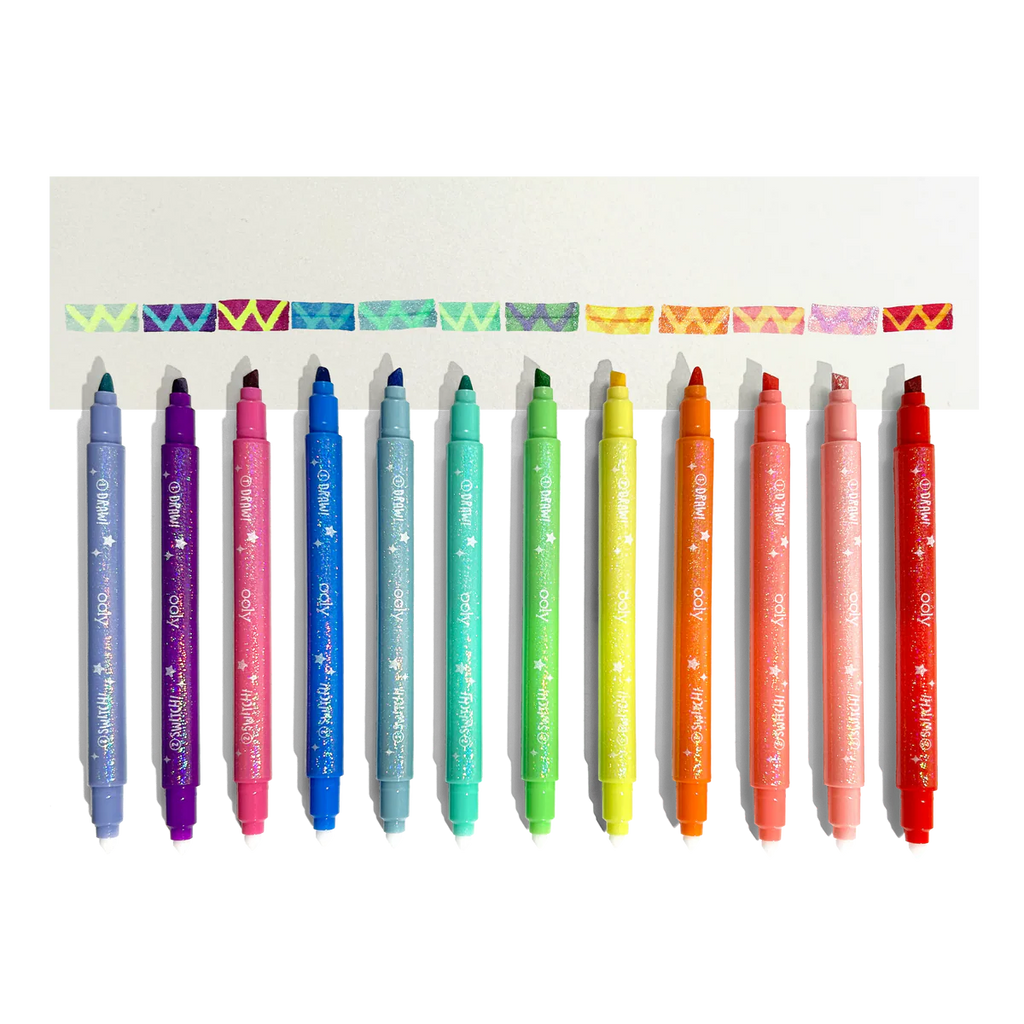 Switch-Eroo Sparkle Glittery Color Changing Markers - Set of 12
