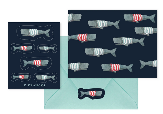Swimming Frankies Notecard and Sticker Set