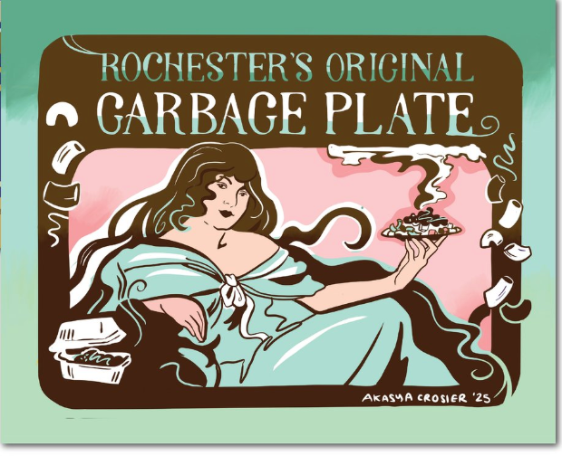 Rochester's Garbage Plate Sticker - pink and seafoam