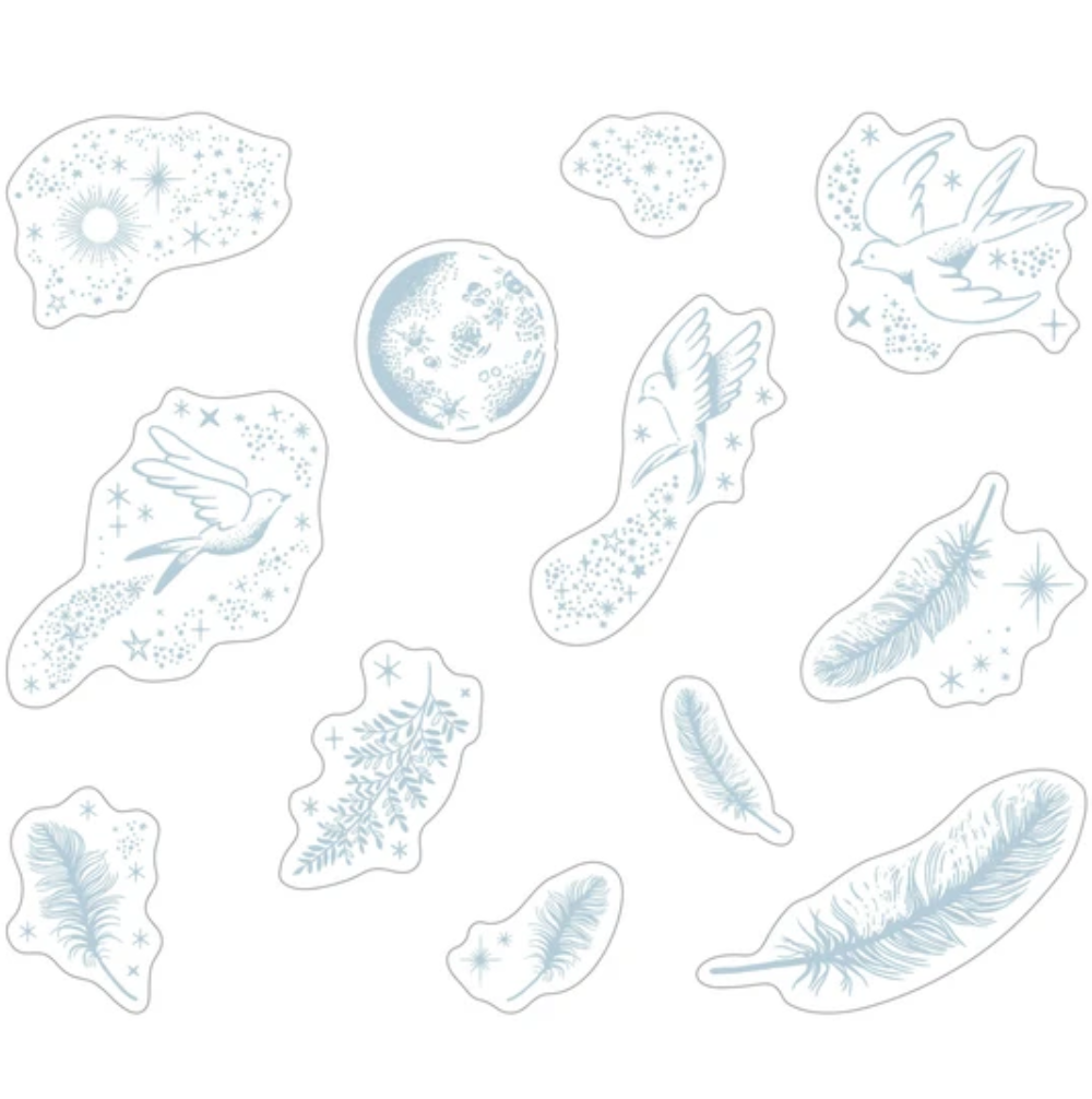 Clear Birds Sticker Flakes