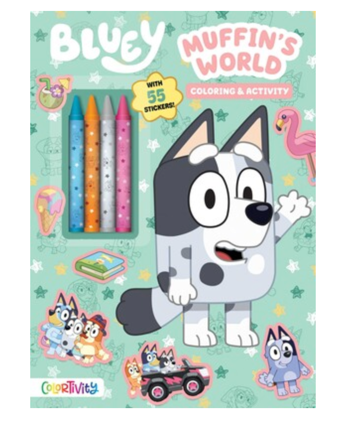 Bluey Muffin's World Coloring and Activity Book