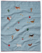 Country Farm Gingham Embroidered Tea Towel