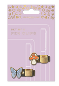 Set of 2 Pen Clips- Butterfly and Mushroom