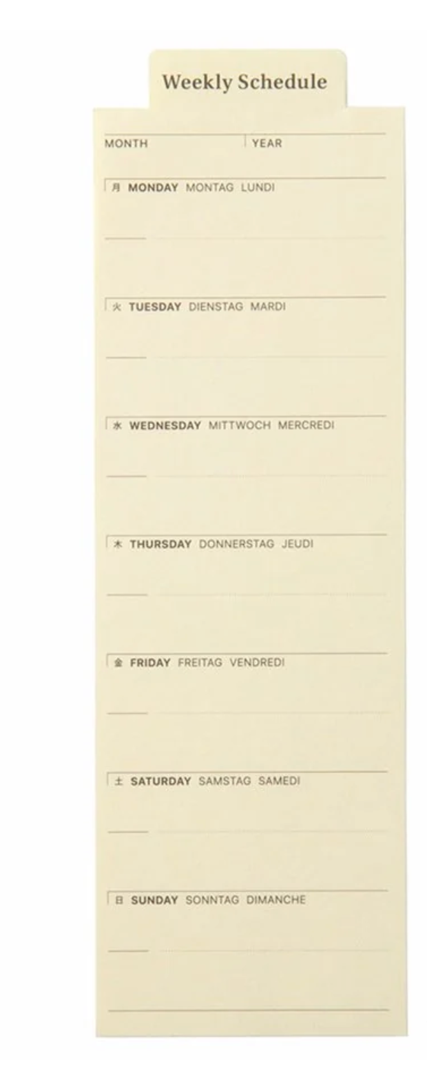 Laconic Weekly Schedule Bookmarker