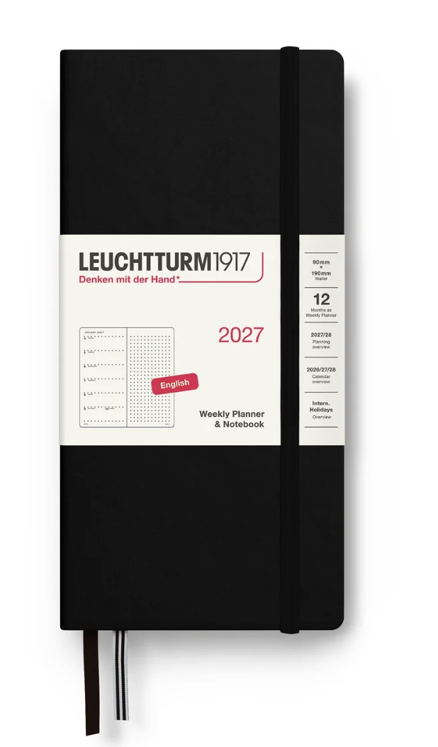 Leuchtturm1917 Dotted (Wallet size) Weekly Planner & Notebook 2027 - Black