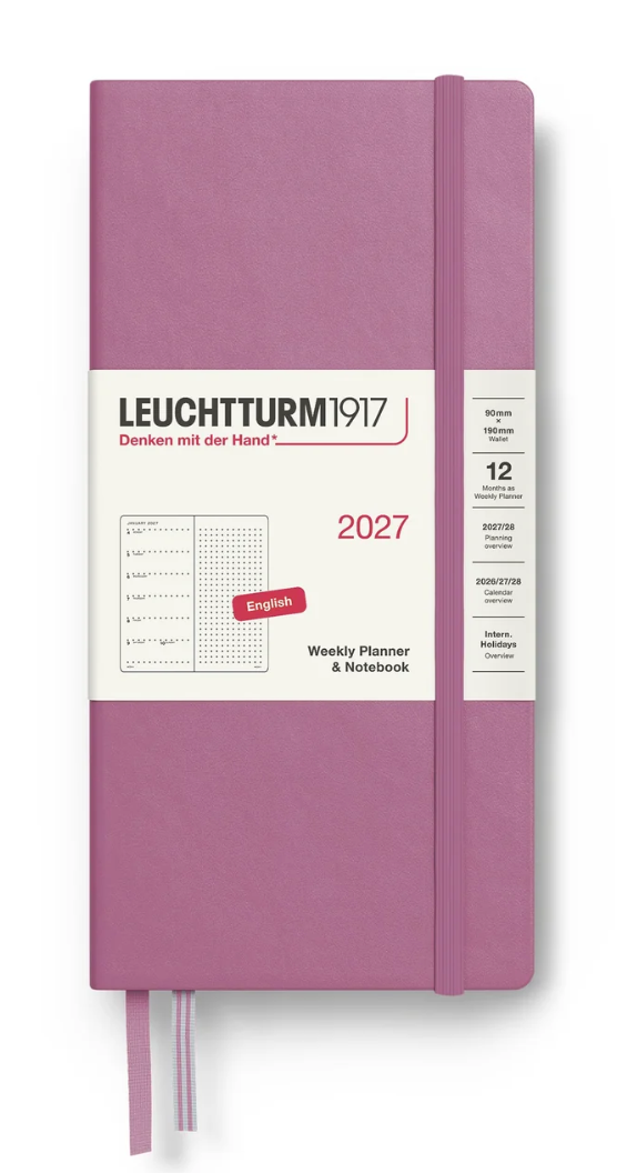 Leuchtturm1917 Dotted (Wallet size) Weekly Planner & Notebook 2027 - Dusty Rose