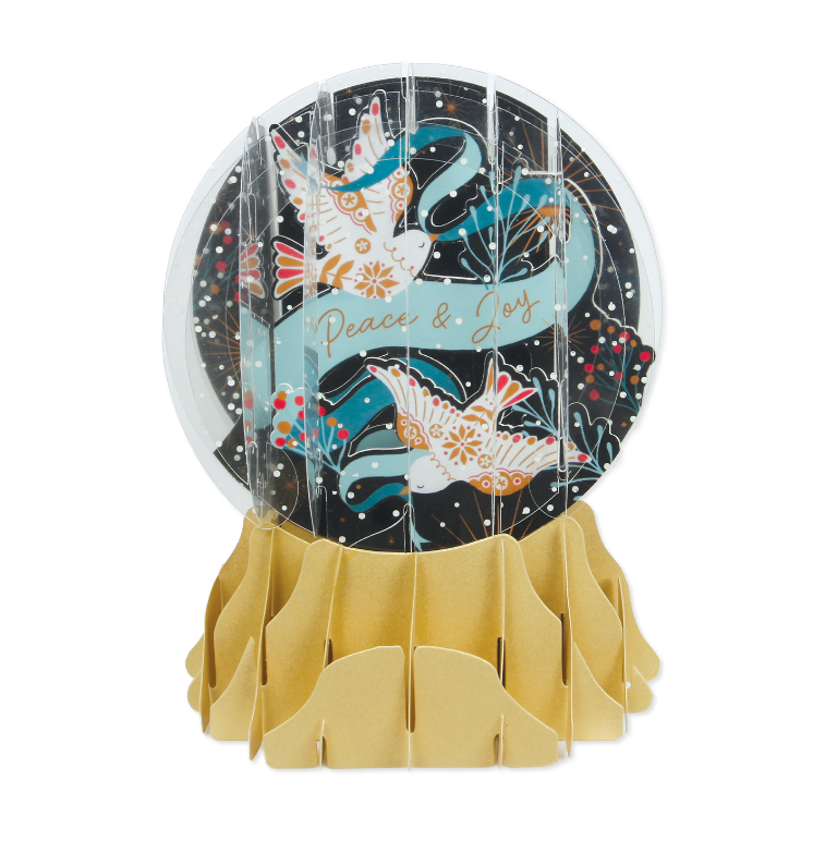 Peace Doves Snow Globe Greeting Card