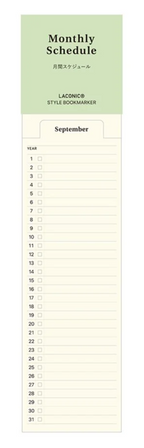 Laconic Monthly Schedule Bookmarker