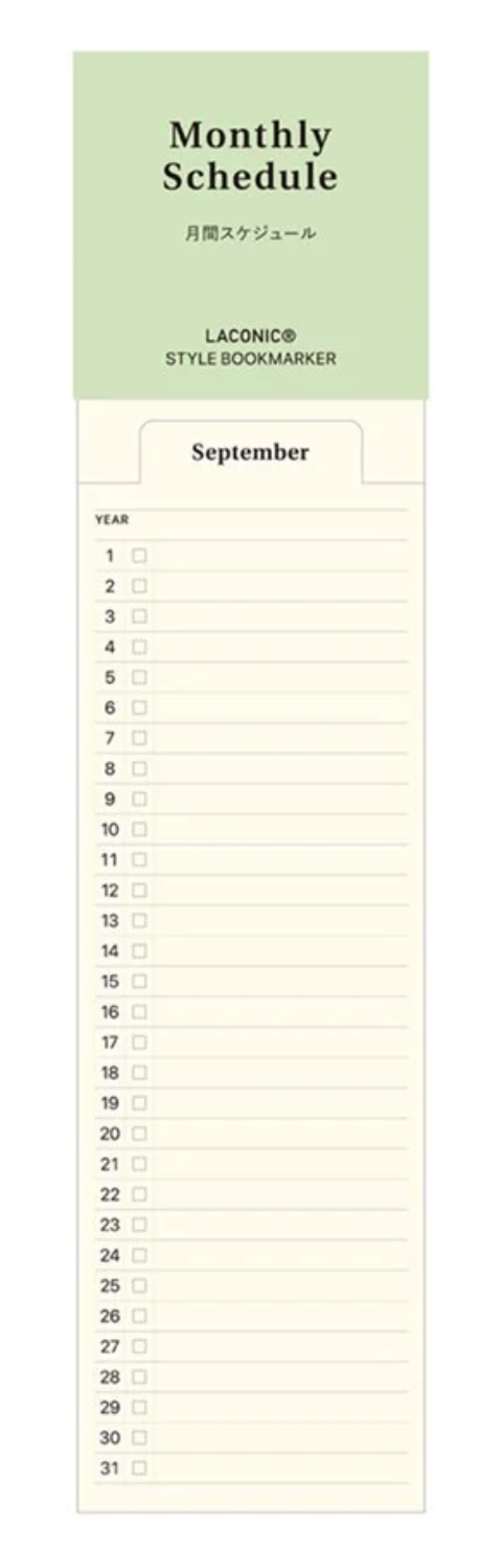 Laconic Monthly Schedule Bookmarker
