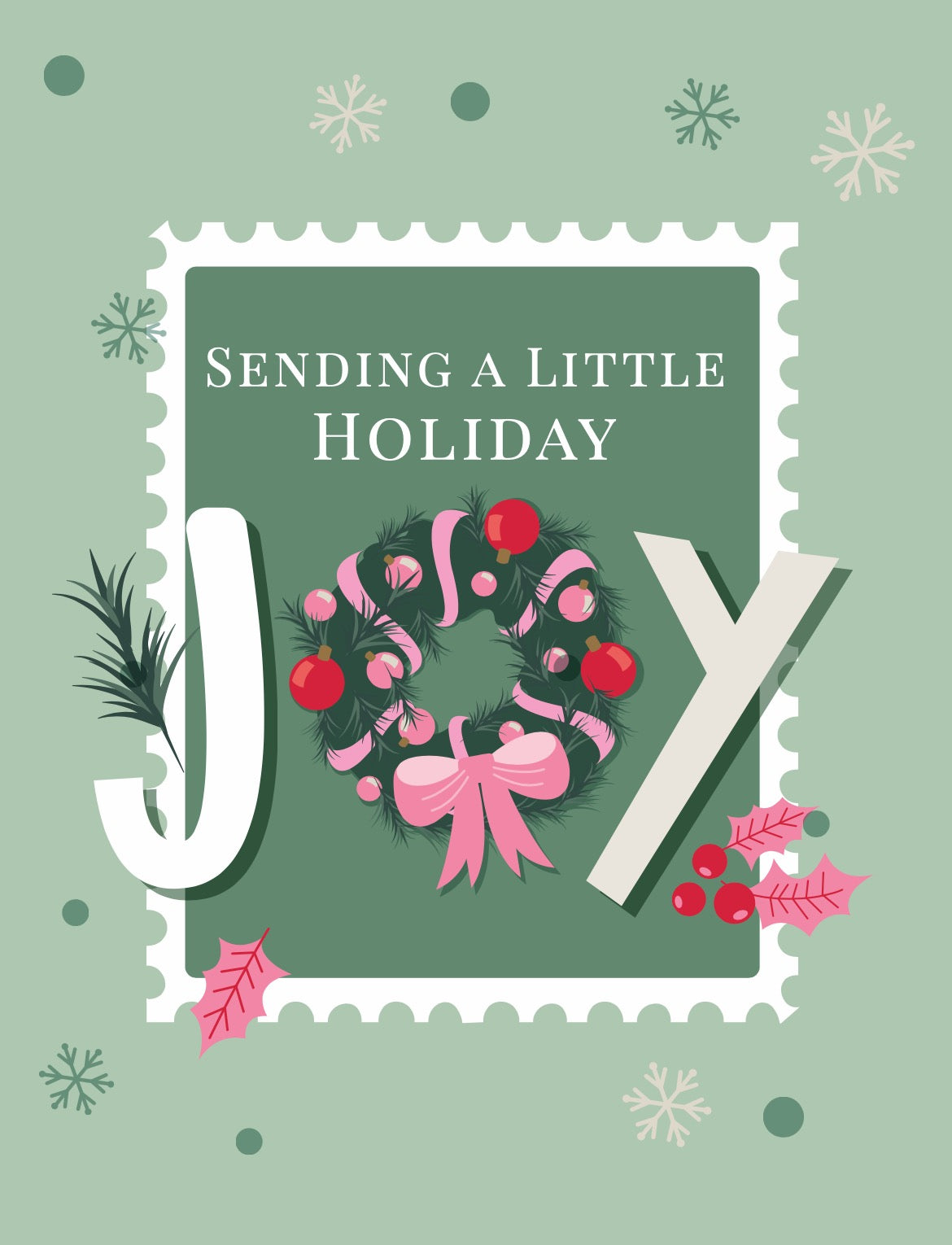 Holiday Joy Postage Stamp Card (Boxed Set of 6)
