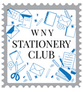 Logo of WNY Stationery Club with stationery items on a gray border