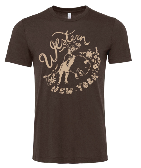 Western NY T-shirt (Brown with cream print)