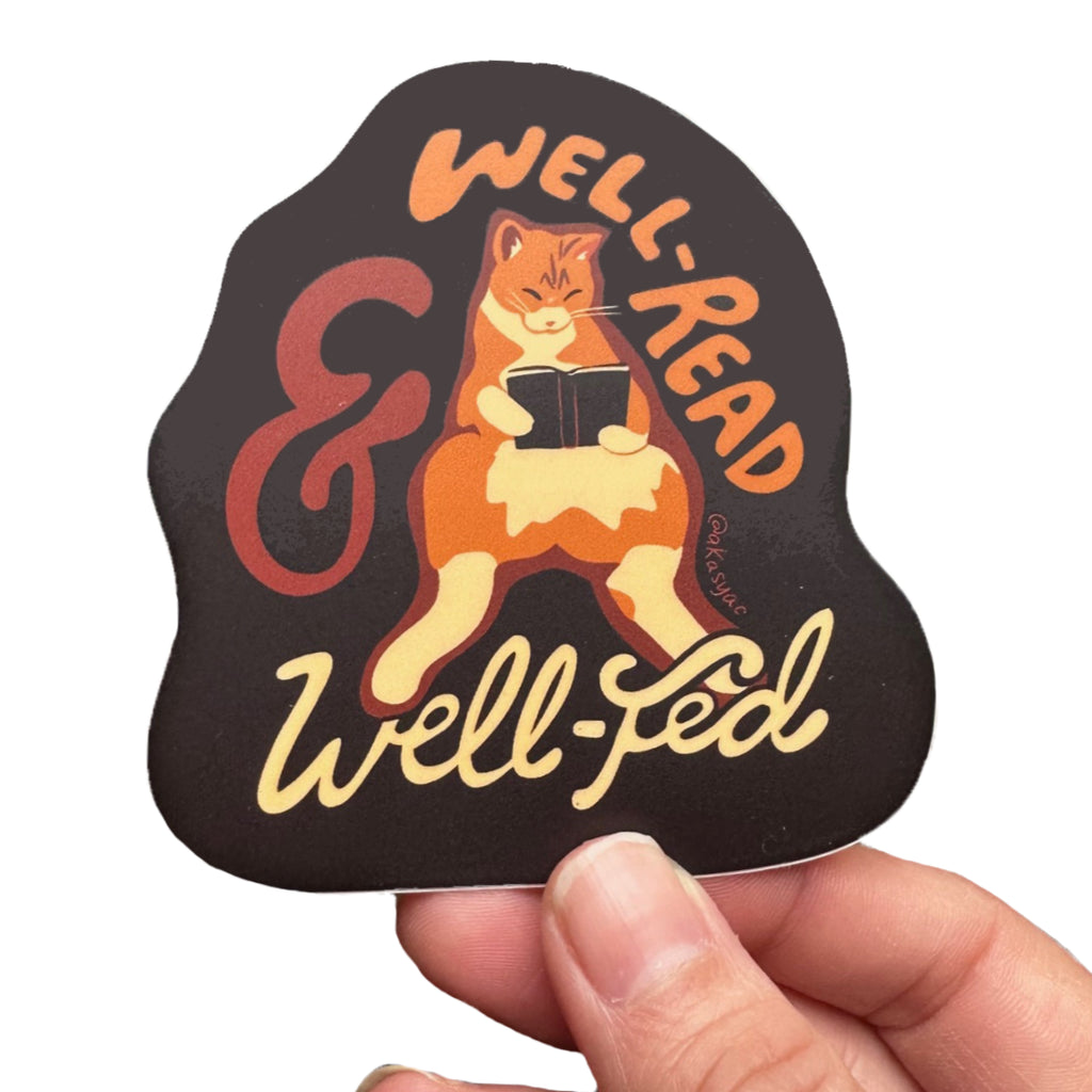 Well Read and Well Fed - Tabby Sticker