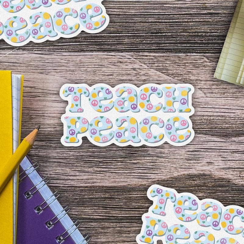Teach Peace Light Blue Sticker