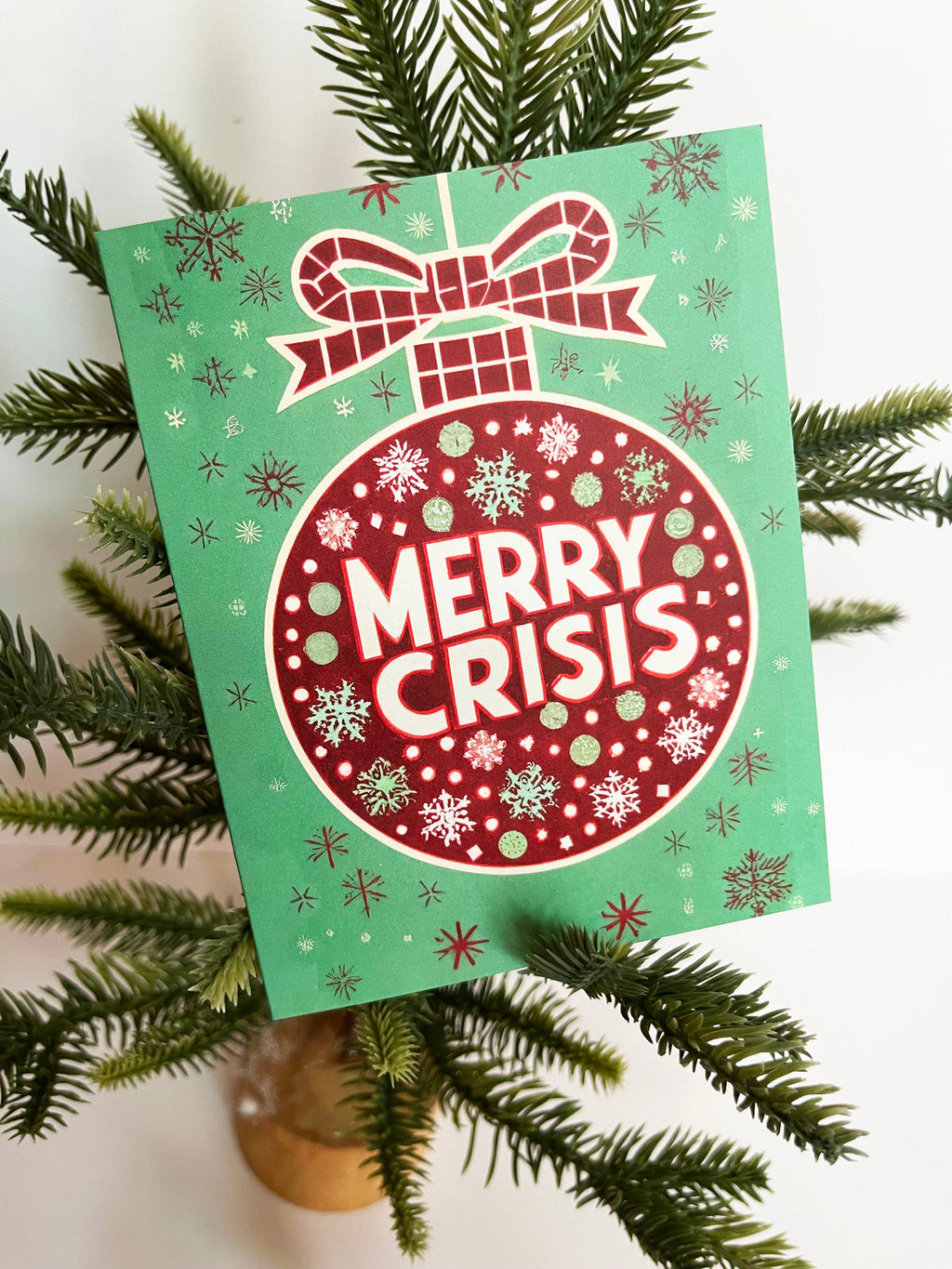 Merry Crisis - Funny Retro Vintage Red Christmas Card
