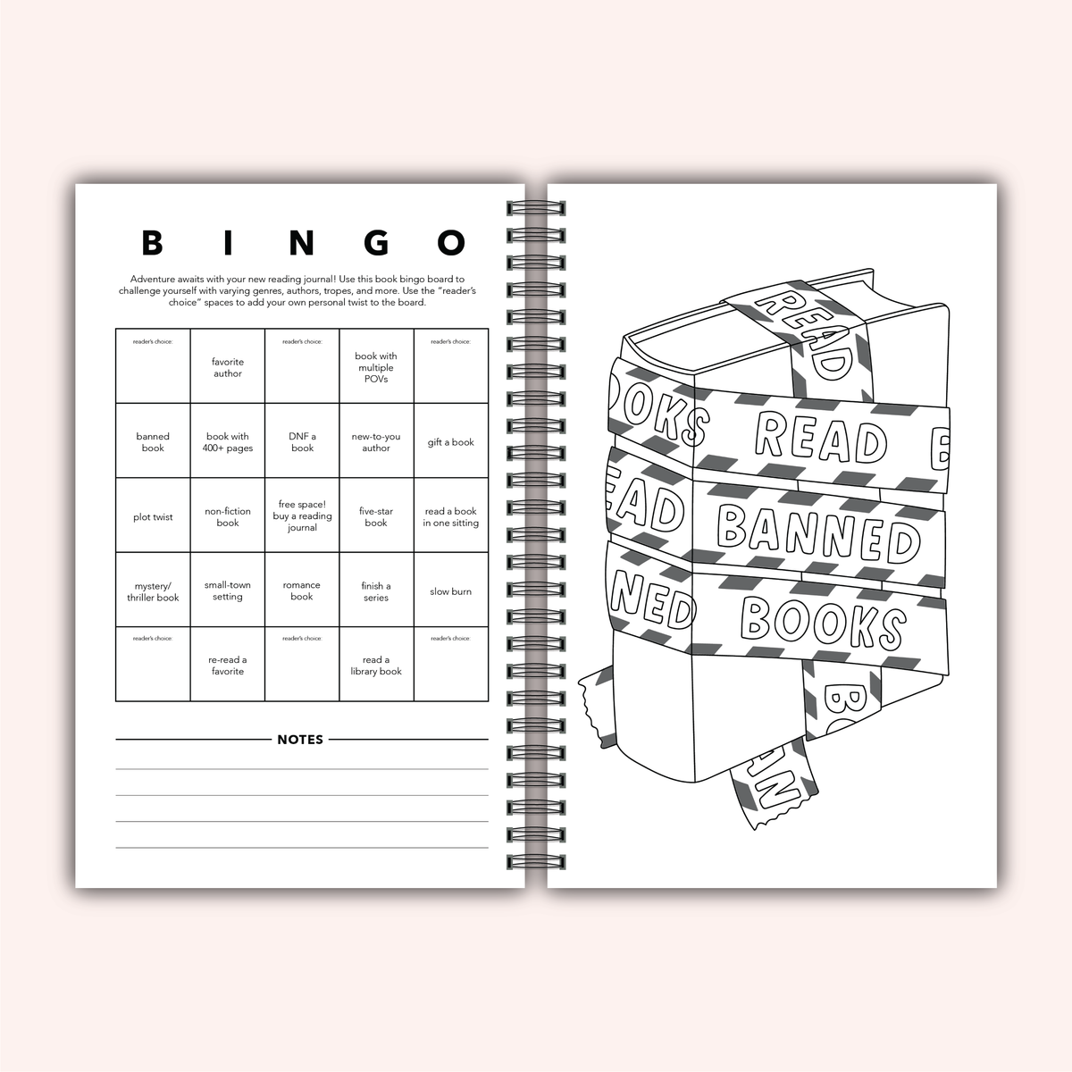 Reading Heart Reading Log Journal | Book Review Tracker