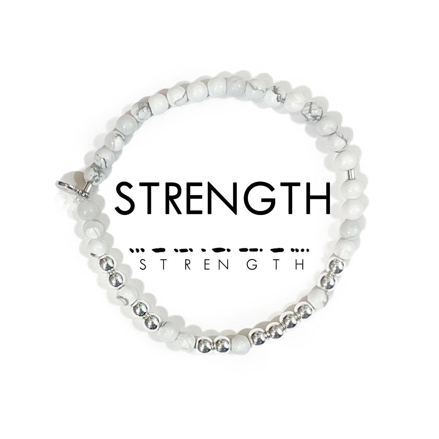 Morse Code Bracelet - Strength - Silver