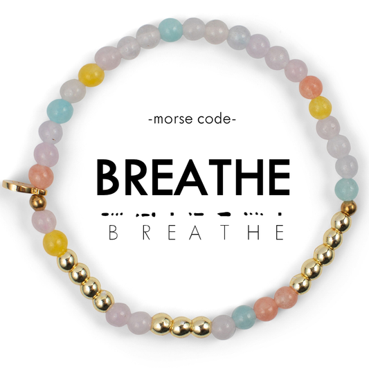 Morse Code Bracelet - Breathe - Gold