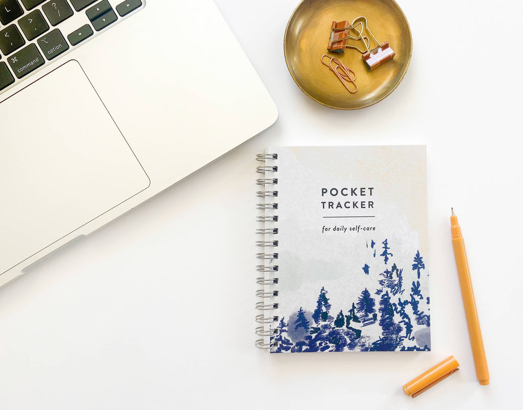 Pocket Tracker Habit Tracker Spiral Notebook: Tree Print
