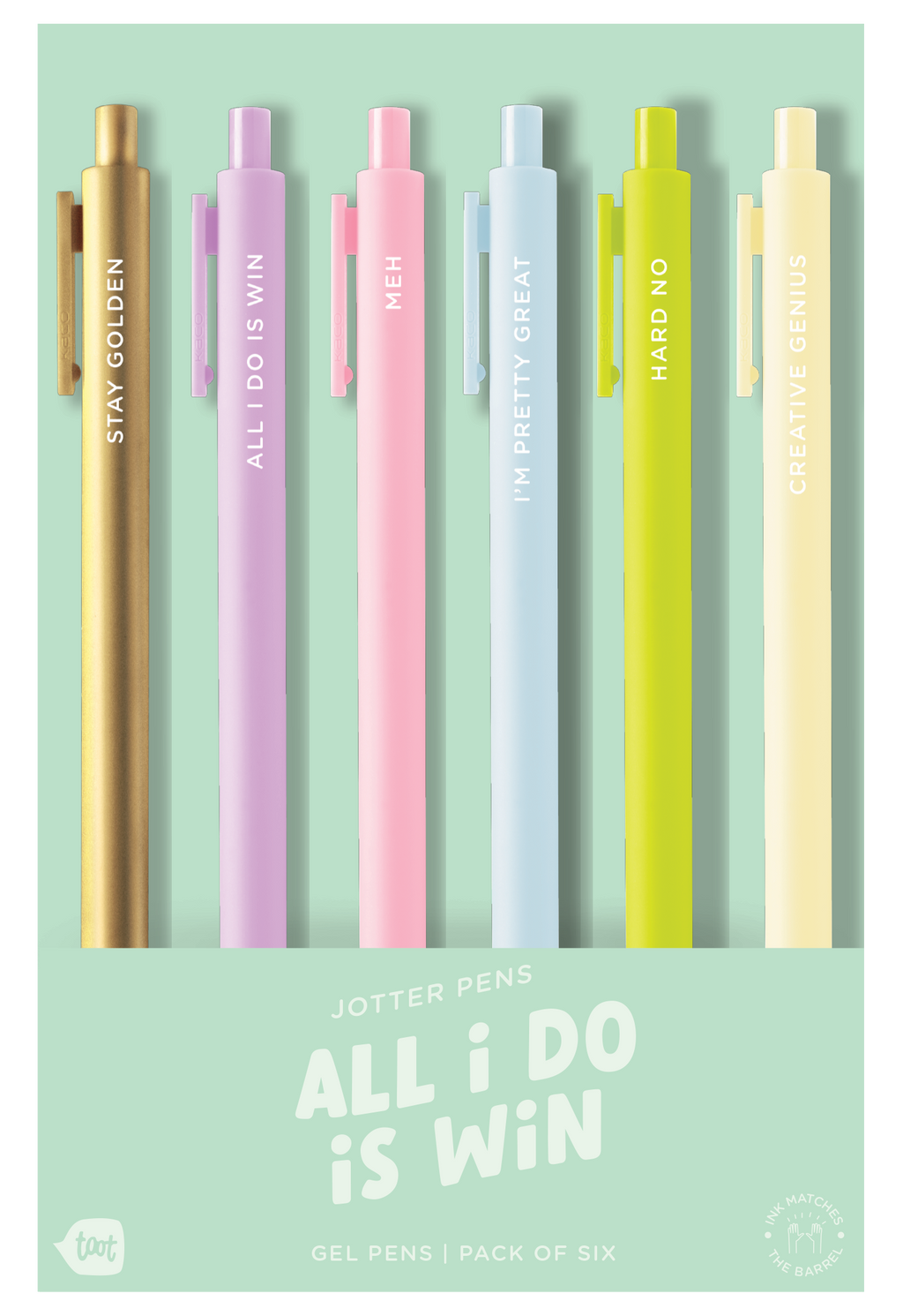 No Worries Jotter Pens - Set of 6