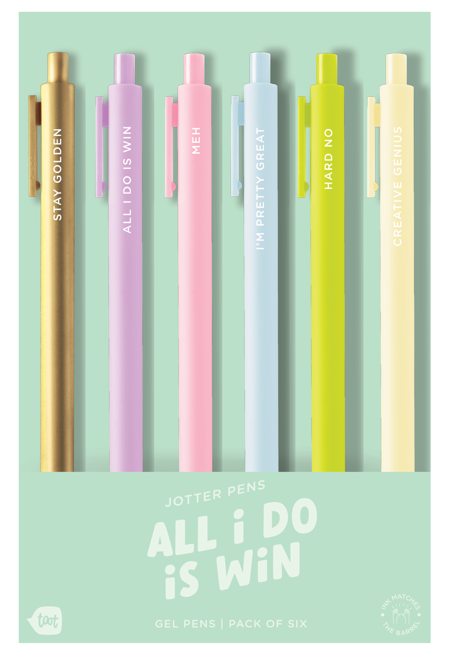 No Worries Jotter Pens - Set of 6