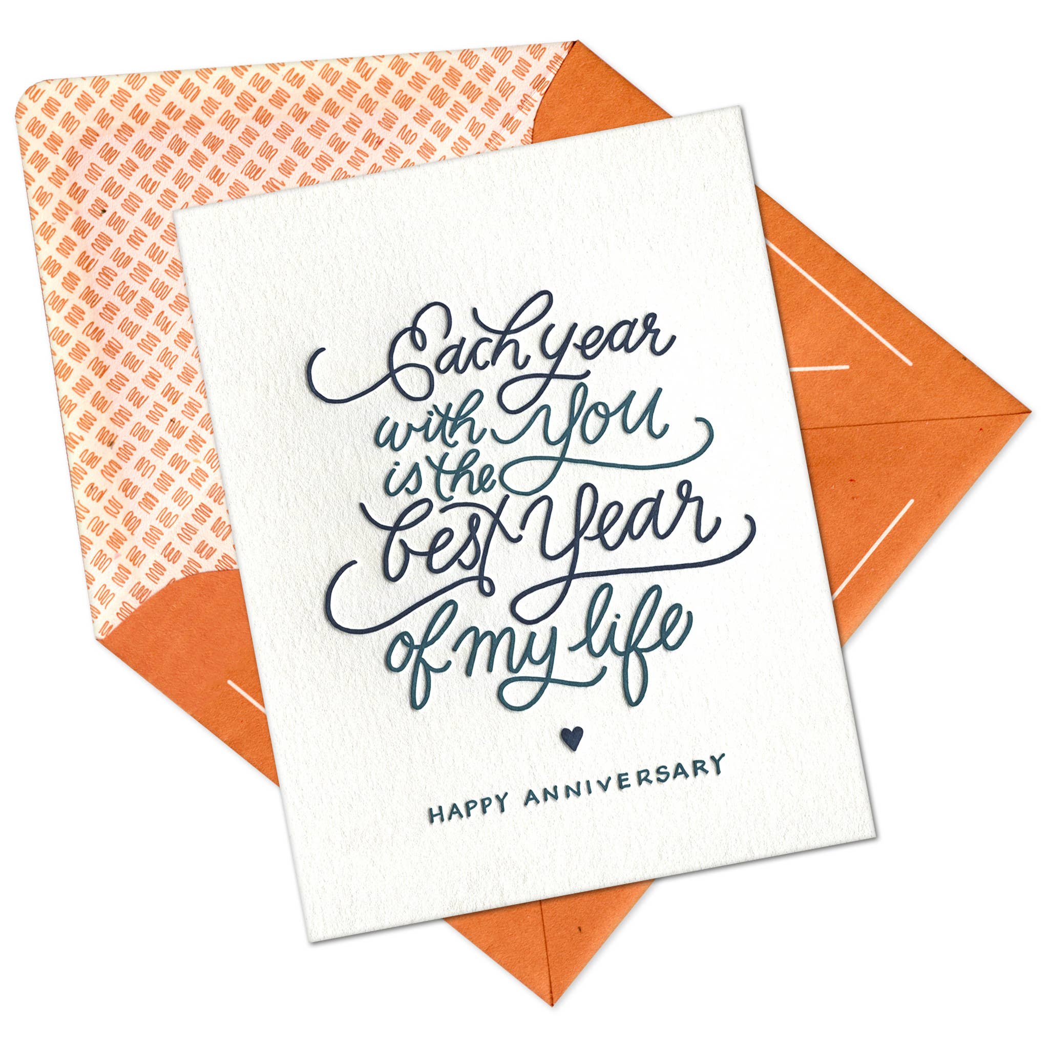 Each Year With You Letterpress Anniversary Card